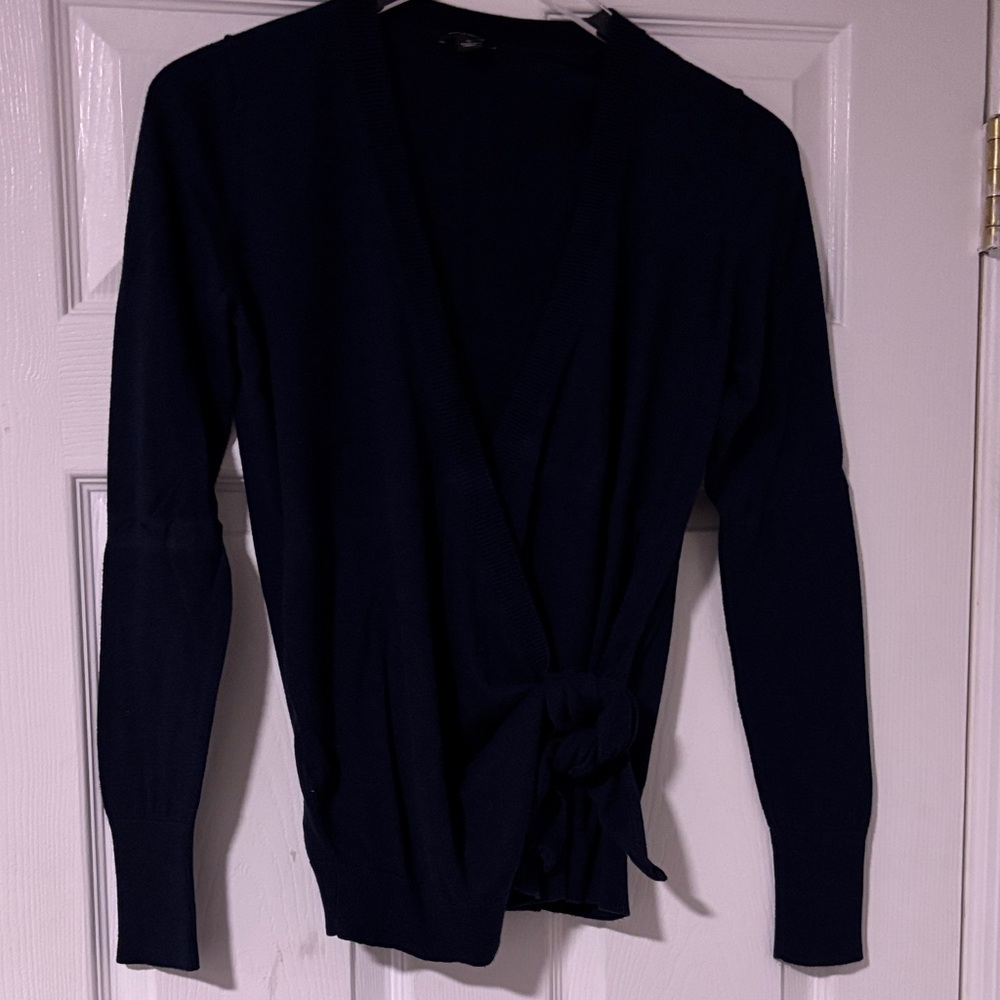Ann Taylor Navy Long Sleeve Wrap Sweater… Good Condition.. Sz. Small